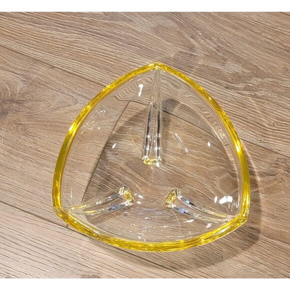 Art Deco German Crystal Bowl Volker Walther Home Decor Yellow Weighted Vintage - Picture 11 of 12